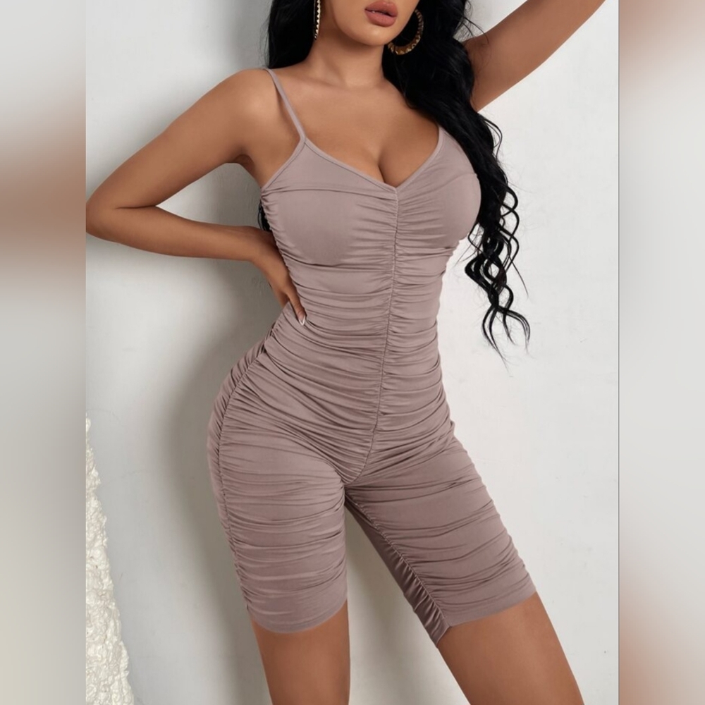 Sexy Nude‎ Ruched Cami Romper - Size Small